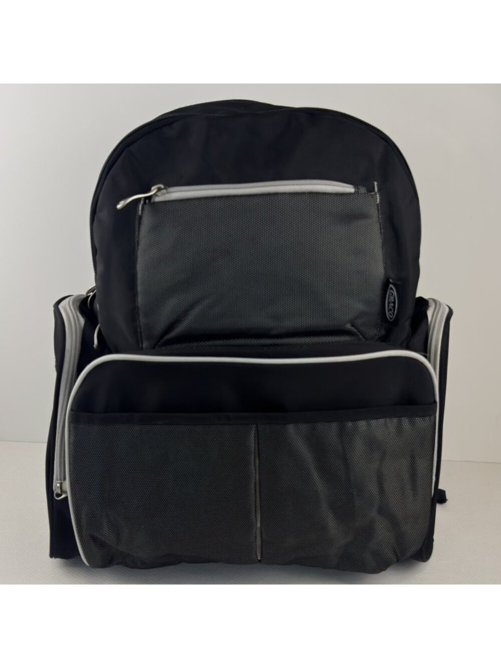 Graco Diaper Bag Black Gray Multi Pocket Travel Backpack Smart Organizer Zippers